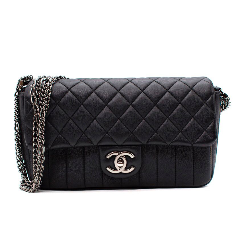 Chanel Black Quilted multi chain small Flap Handbag - Luxury designerwear  for less!